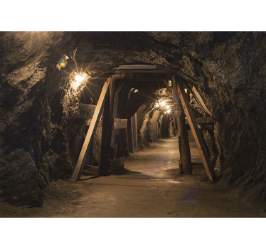 Old wooden gold mine picture 3d mural wallpaper - TenStickers