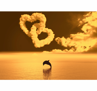 Heart-shaped clouds and dolphins love wall mural - TenStickers