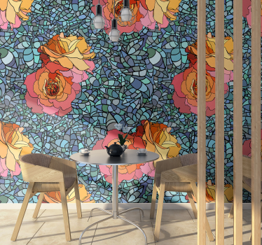 Abstract rose mosaic flower wall mural - TenStickers