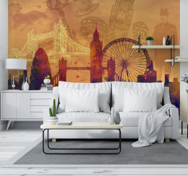 abstract skyline London modern wall mural wallpaper - TenStickers