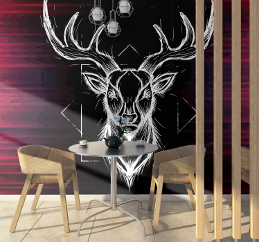 Abstract drawing stag with antlers animal photo wallpaper - TenStickers