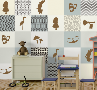 Alice in Wonderland pattern wall mural - TenStickers