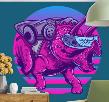 Animal wall mural futuristic triceratops - TenStickers