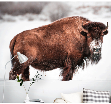 Animal wall mural majestic bison stance - TenStickers