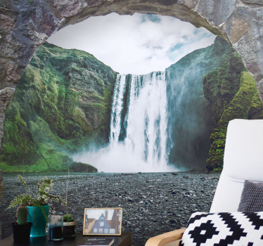 Arch with waterfall views 3d mural wallpaper - TenStickers