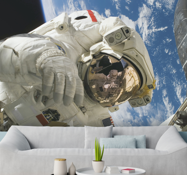 Austronaut with Earth Wall Murals for Bedrooms - TenStickers