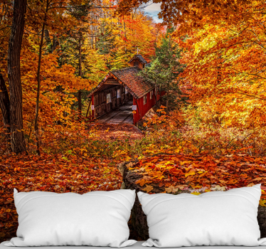 Autumn landscape with fallen leaves forest mural wallpaper - TenStickers