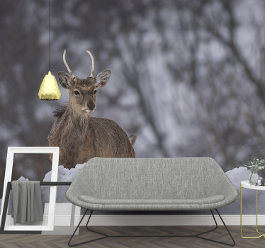 Baby reindeer landscape mural wallpaper - TenStickers