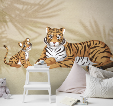 Baby tiger portrait Wallpaper for bedroom - TenStickers