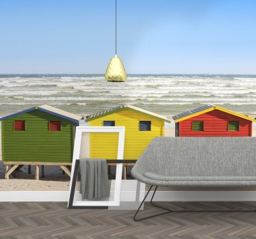 Beach huts landscape wall mural - TenStickers