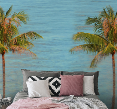 Beach with palm trees tree wall mural - TenStickers