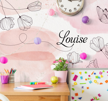 Beautiful flowers with name custom murals - TenStickers