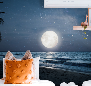 Beautiful moonlight over ocean full moon night sky wall mural - TenStickers