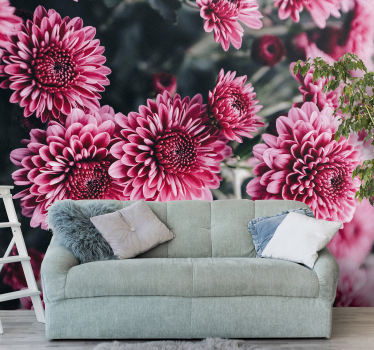 Beautiful pink flowers mural wallpaper - TenStickers