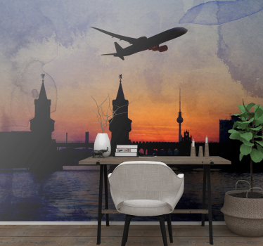 Berlin wall mural berlin skyline at sunset - TenStickers