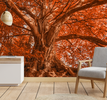 Big beautiful autumn tree forest mural wallpaper - TenStickers