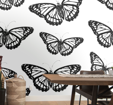 Black and White Butterfly Wing wall murals for teenage bedrooms - TenStickers