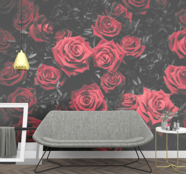 Black and white red roses flower mural - TenStickers