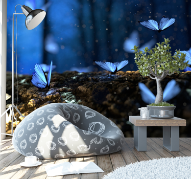 Blue Butterfly Animal Mural Wallpaper - TenStickers