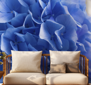 Blue Hydrangeas flowers mural wallpaper - TenStickers
