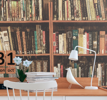 Blurred bookshelf old books wall wraps for office - TenStickers