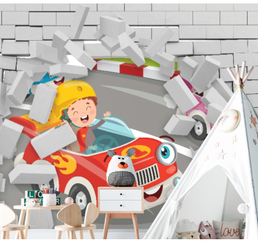 Broken wall 3d children bricks custom murals - TenStickers