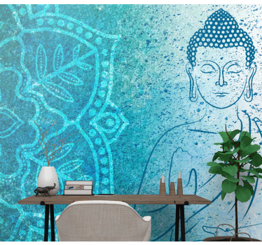 Buddha blue mandala murals - TenStickers