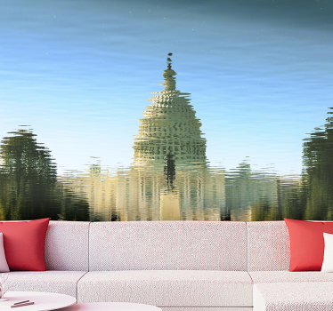Capitol water reflection mural wallpaper - TenStickers