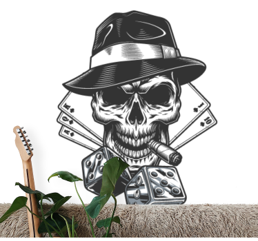 Card with dices and  skull living room mural - TenStickers