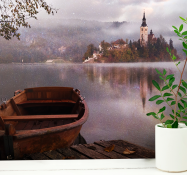 Castle with lake fantasy mural - TenStickers