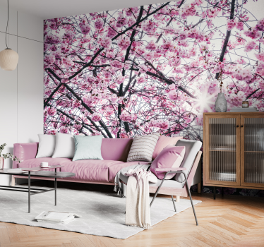 Cherry Blossom Pink Tree Wall Mural - TenStickers