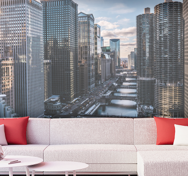 Chicago Wall Mural aerial city - TenStickers