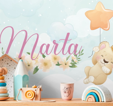 Children wall mural cute lion balloon - TenStickers