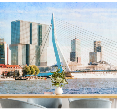 City wall mural rotterdam skyline view - TenStickers