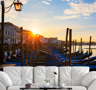City wall mural venetian sunset view - TenStickers
