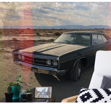 Classic car in desert  mural - TenStickers
