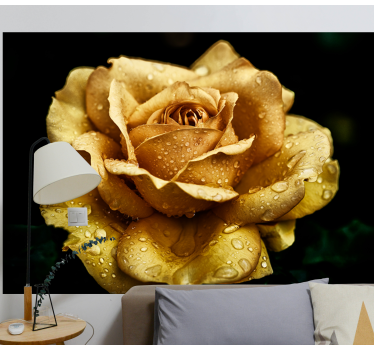 close up golden rose rose mural - TenStickers