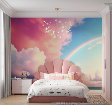 Cloudy sky with rainbow Kids wall mural - TenStickers