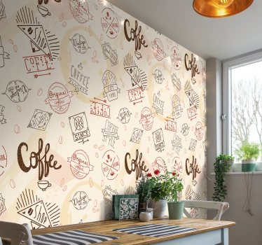 Coffee pattern wall mural - TenStickers