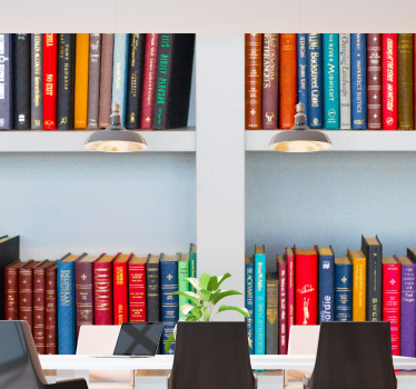 Colorful books on bookshelf wall wraps for office - TenStickers