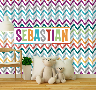 Children wall mural colorful chevron design - TenStickers