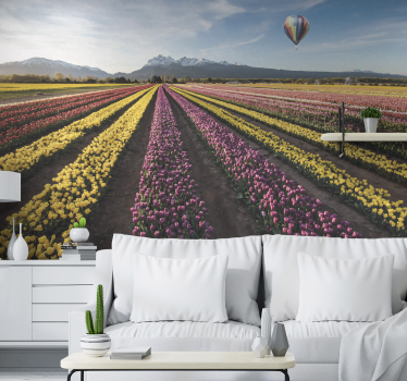 Colorful Tulip Fields flower mural - TenStickers