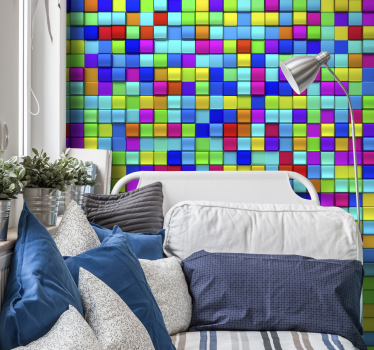 Colourful cubes 3D Wall Mural - TenStickers