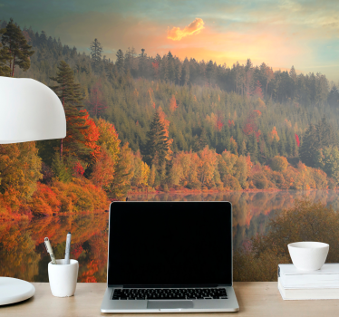 Colourful trees and calm lake tree wall mural - TenStickers