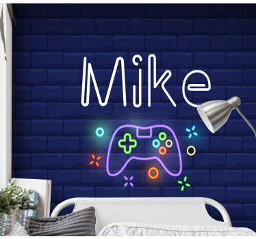 Console controller with neon lights custom wall mural - TenStickers