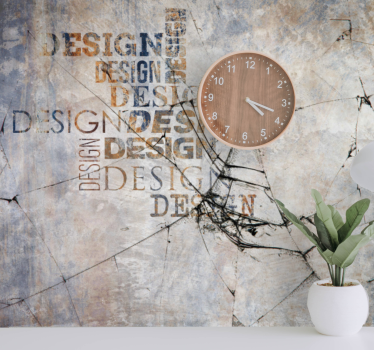 Cracked wall with text modern mural wallpaper - TenStickers