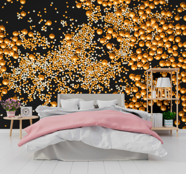 Cushion texture and golden spheres 3d mural wallpaper - TenStickers