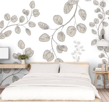 Delicate Leaf Patterns master bedroom mural - TenStickers