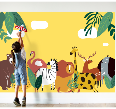Different wild species animals  mural wallpaper - TenStickers