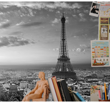 Eiffel tower black and white paris mural wallpaper - TenStickers